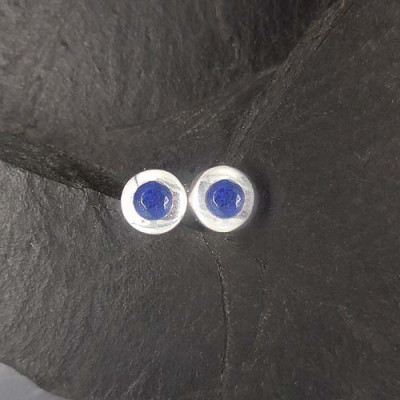 Lapis Lazuli Ohrstecker Rund Facettiert