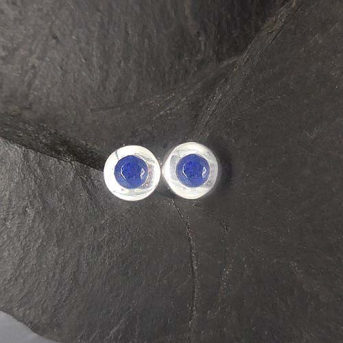 Lapis Lazuli Ohrstecker Rund Facettiert