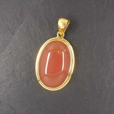 Karneol Anhänger Oval Vergoldet