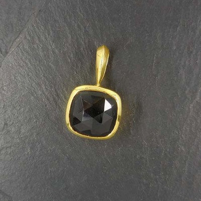 Onyx Anhänger Eckig Vergoldet