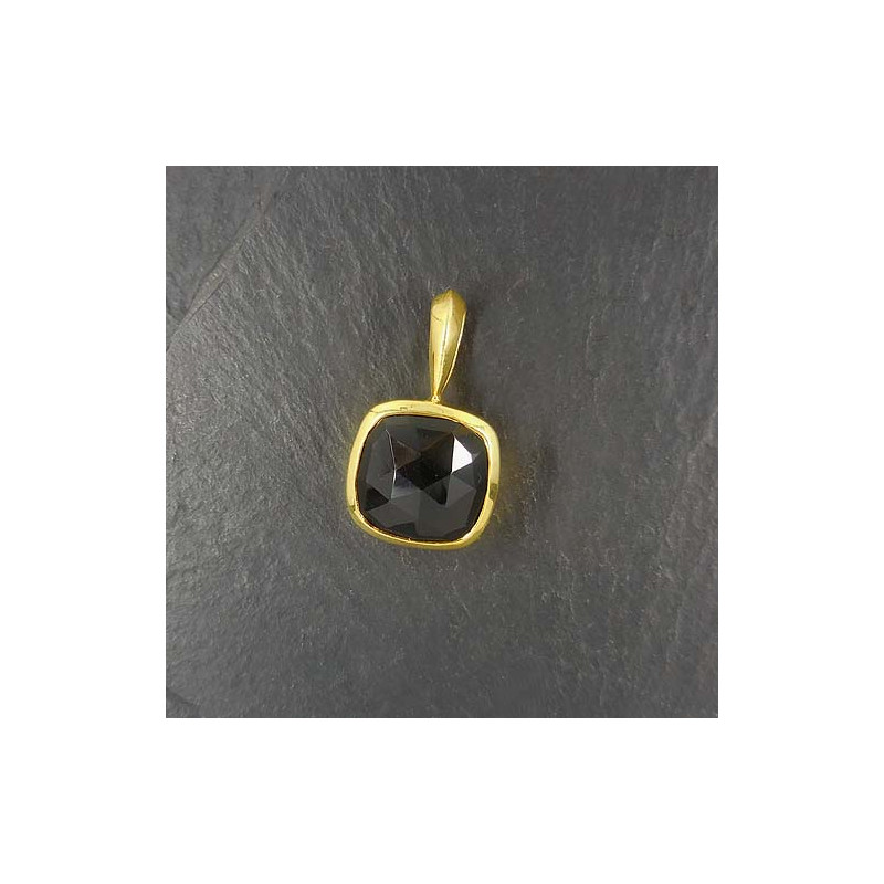 Onyx Anhänger Eckig Vergoldet
