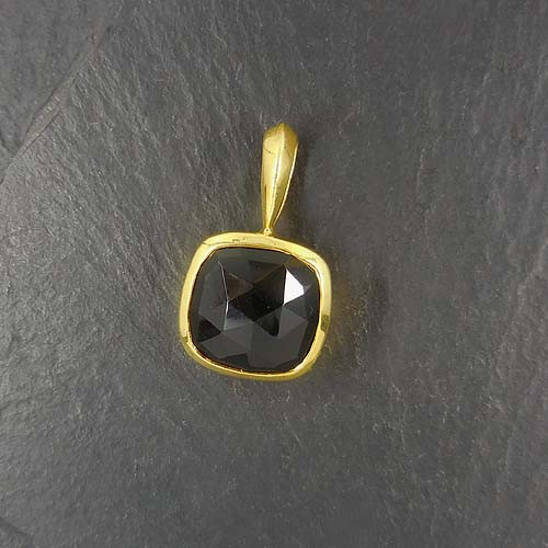 Onyx Anhänger Eckig Vergoldet