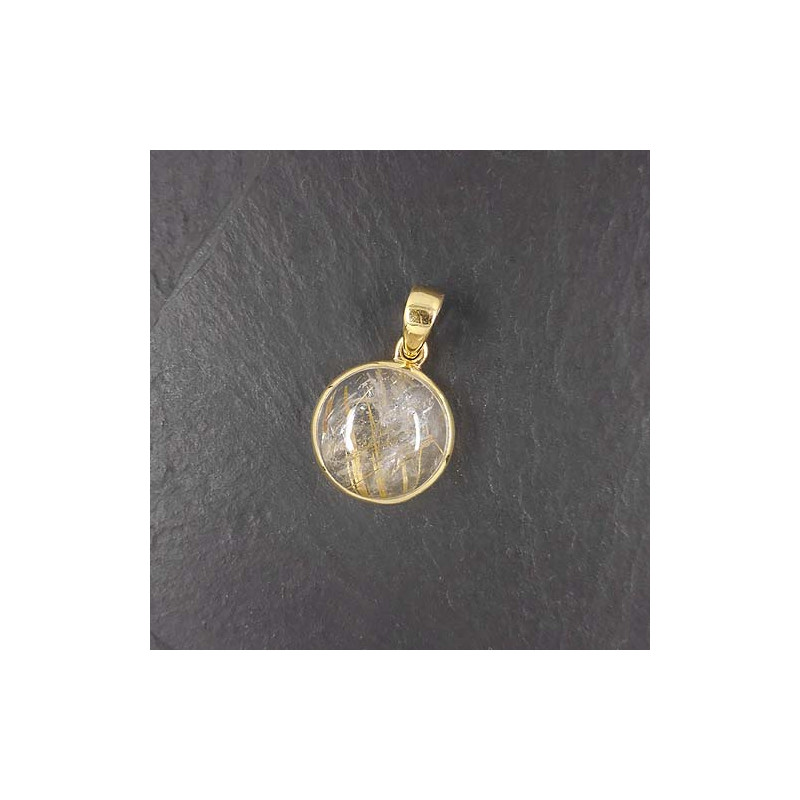 Rutilquarz Anhänger Rund Vergoldet