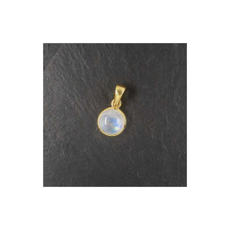 Mondstein Anhänger Rund Vergoldet