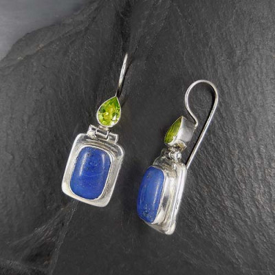 Lapis Lazuli Ohrringe mit Peridot