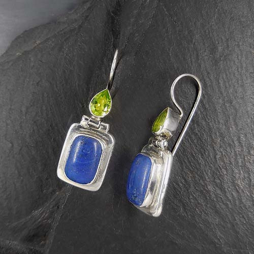 Lapis Lazuli Ohrringe mit Peridot