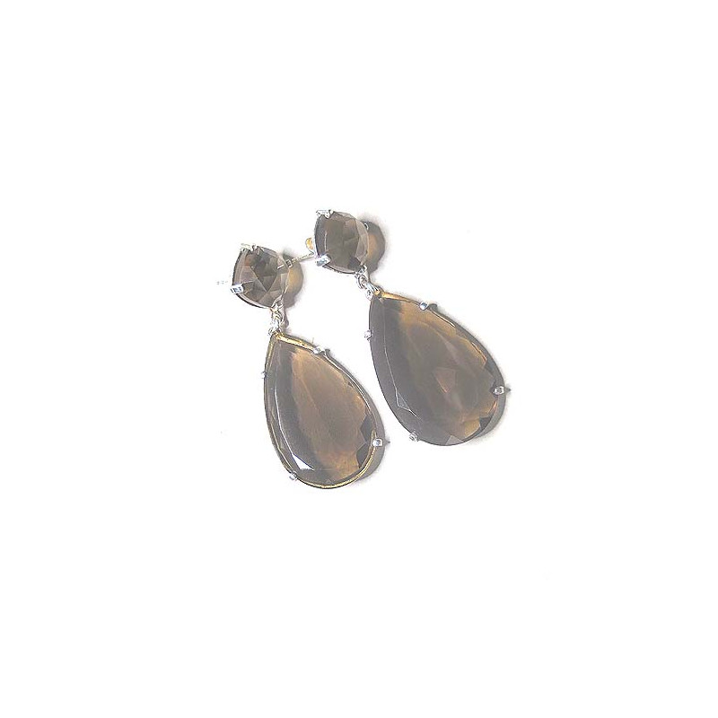 Rauchquarz Ohrringe 2 Steine Stecker