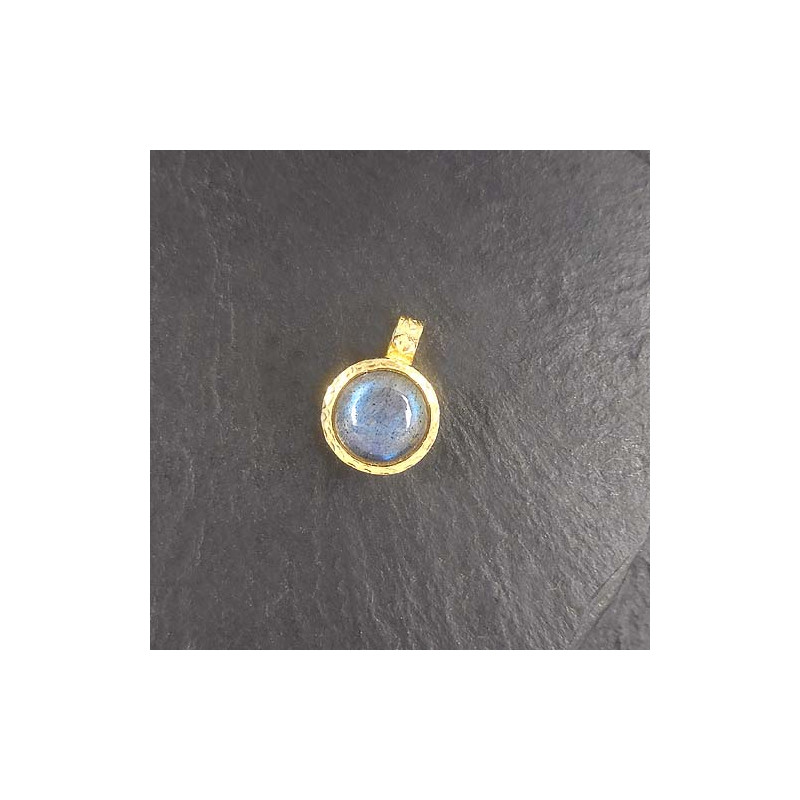 Labradorit Anhänger Rund Vergoldet