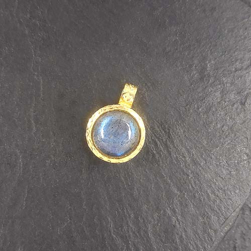 Labradorit Anhänger Rund Vergoldet