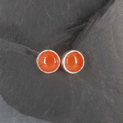 Karneol Ohrstecker Rund Facettiert