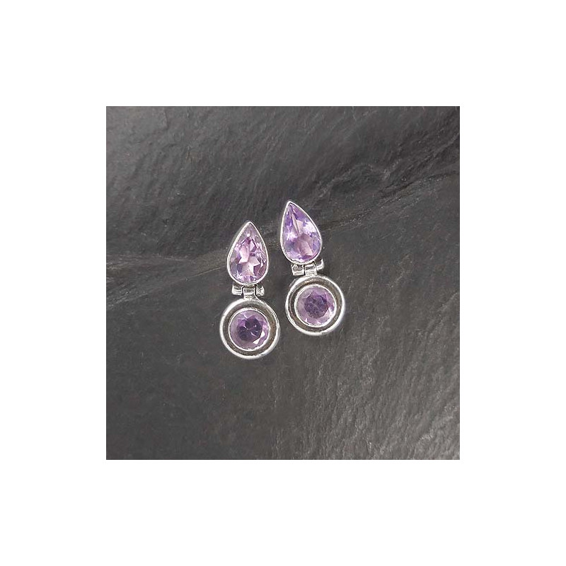 Amethyst Ohrringe 2 Steine Stecker