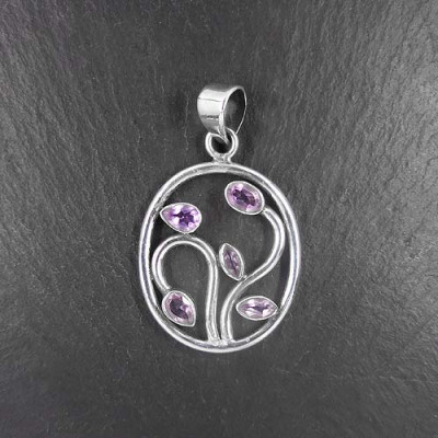 Amethyst - Anhänger Oval 5 Steine