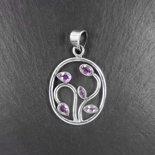 Amethyst - Anhänger Oval 5 Steine