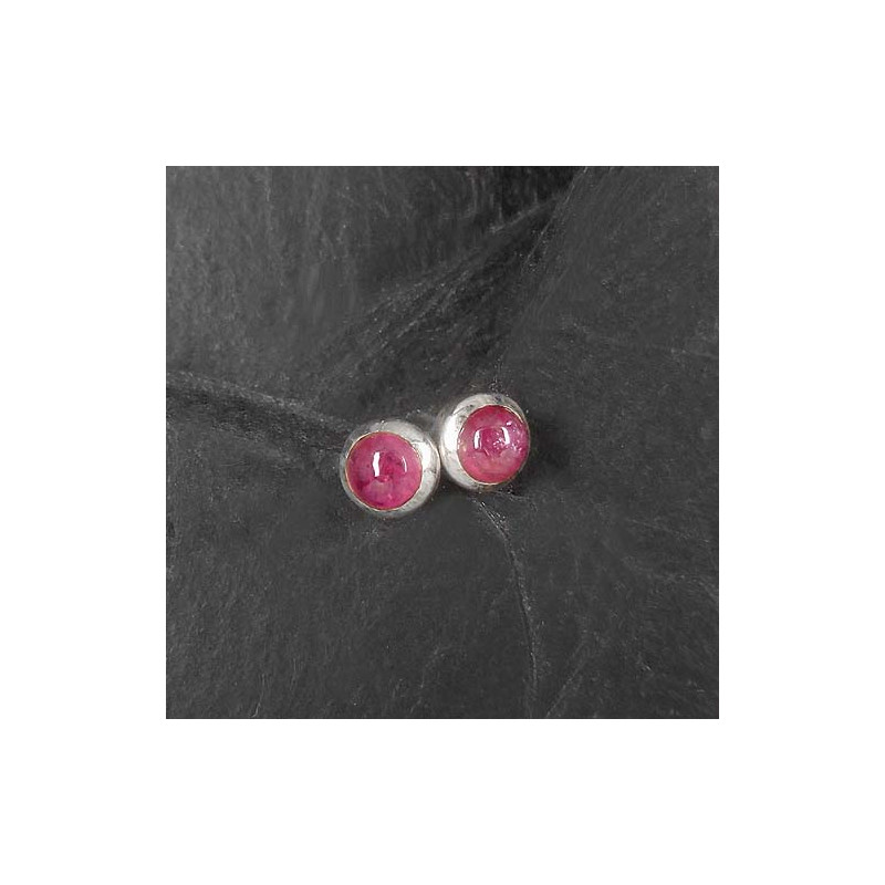 Rosa Turmalin Ohrstecker Rund