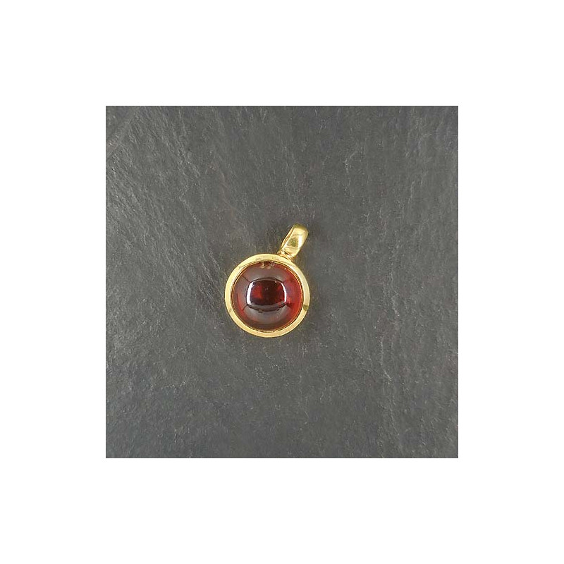 Hessonit Granat Anhänger Rund Vergoldet