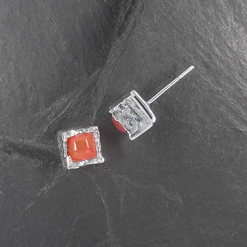 Karneol Ohrstecker Eckig