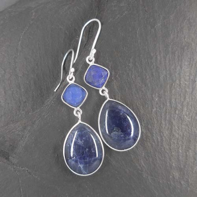 Sodalith Ohrringe mit Lapis Lazuli