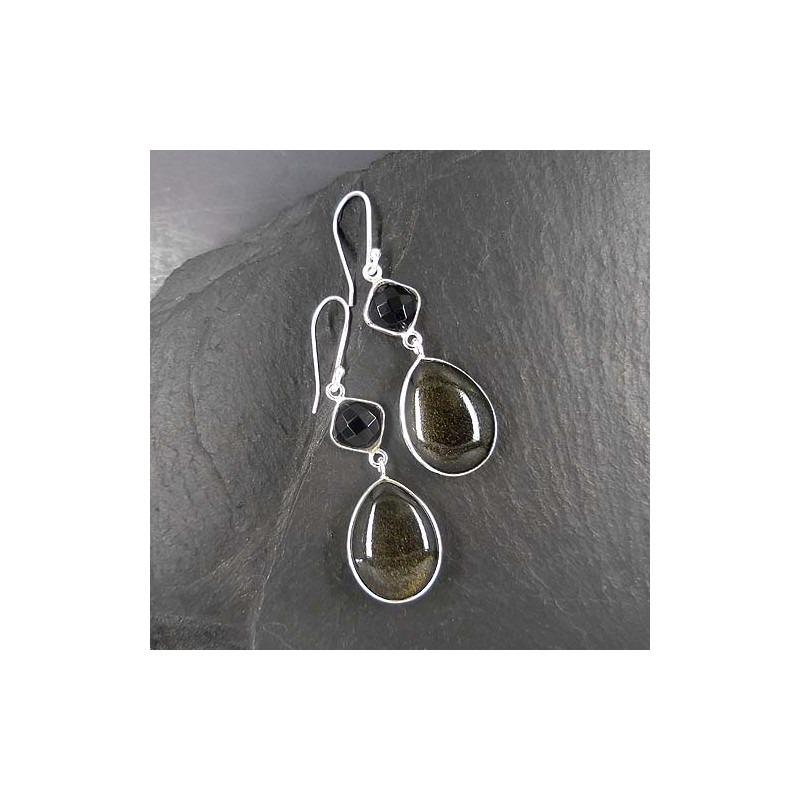 Goldobsidian Ohrringe mit Onyx