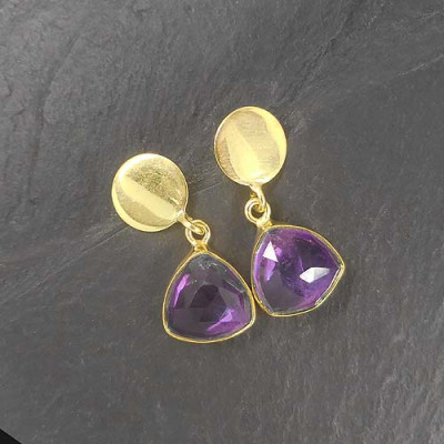 Amethyst Ohrringe Dreieck Vergoldet