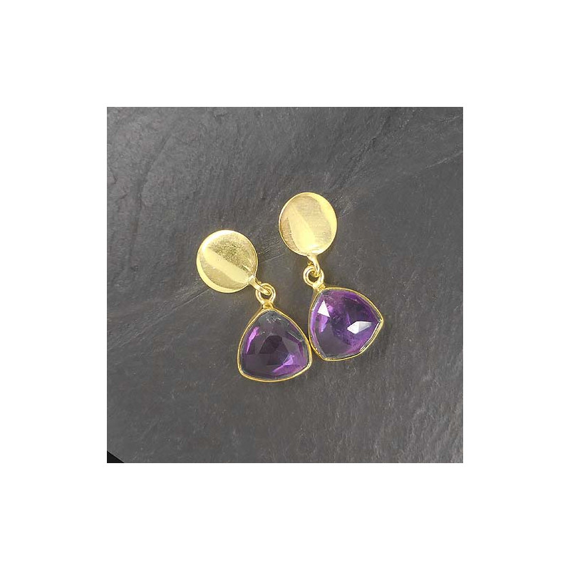 Amethyst Ohrringe Dreieck Vergoldet