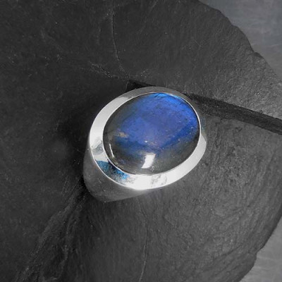 Labradorit Ring Queroval