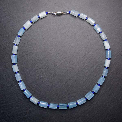 Aquamarin Kette mit Lapis Lazuli