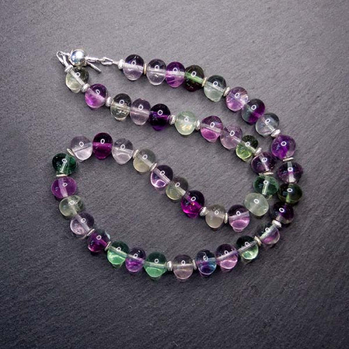 Fluorit Kette Linsen Bunt