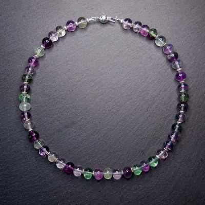 Fluorit Kette Linsen Bunt