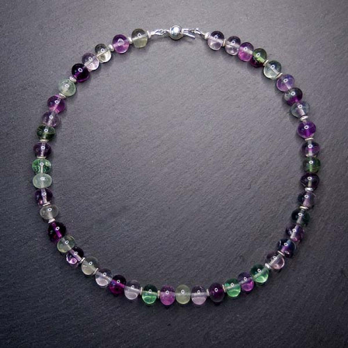 Fluorit Kette Linsen Bunt
