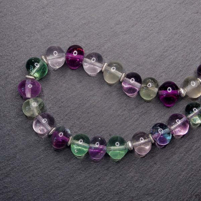 Fluorit Kette Linsen Bunt