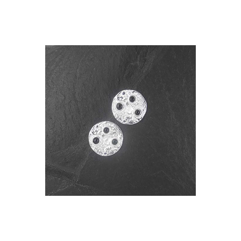 Onyx Ohrstecker 3 Steine Rund