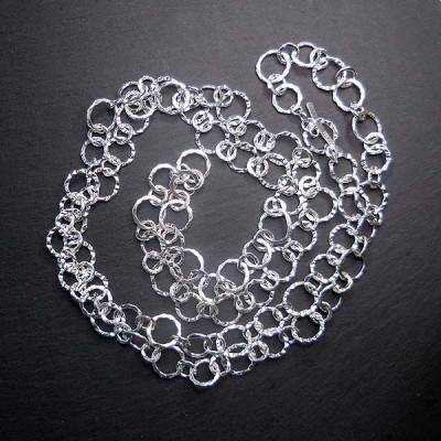 Silbercollier Ringe Gehämmert