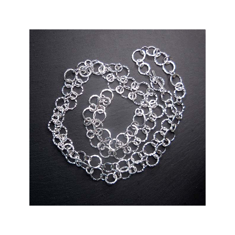Silbercollier Ringe Gehämmert