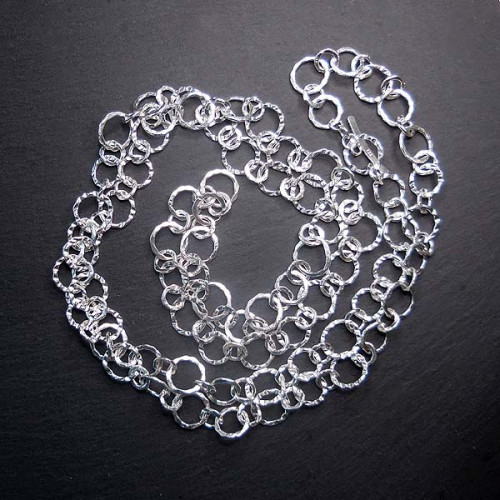Silbercollier Ringe Gehämmert
