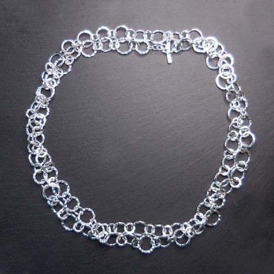 Silbercollier Ringe Gehämmert