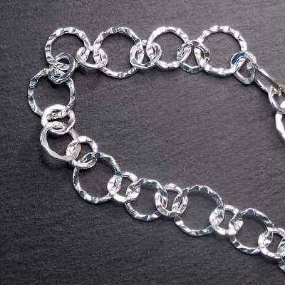 Silbercollier Ringe Gehämmert