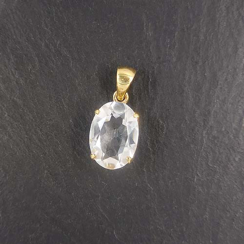 Bergkristall Anhänger Vergoldet