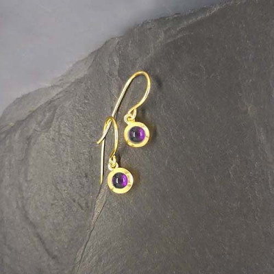 Amethyst Ohrringe Mini Vergoldet