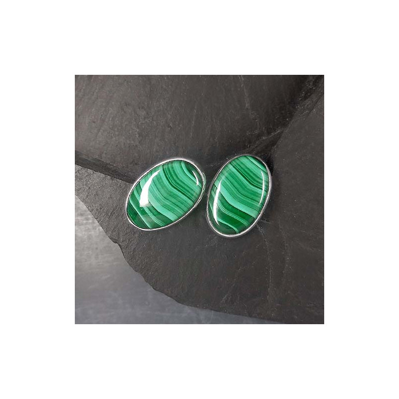Malachit Ohrstecker Oval