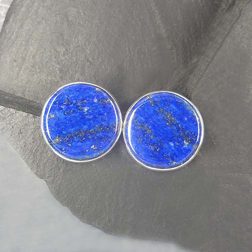 Lapis Lazuli Ohrstecker Rund