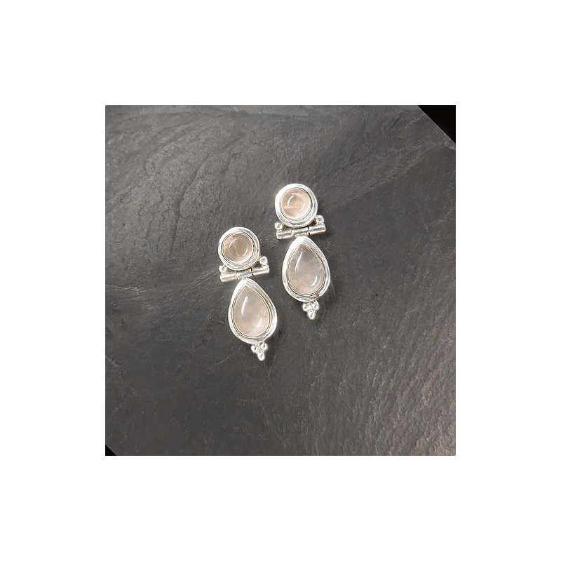 Rosenquarz Ohrringe 2 Steine Stecker