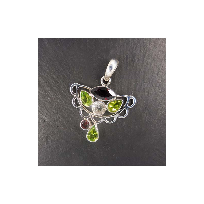 Anhänger mit Peridot, Bergkristall und Granat