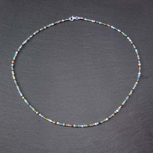 Perlenkette bunt mit Silber