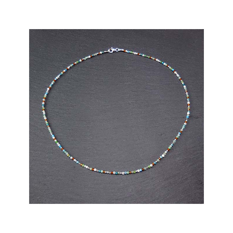 Perlenkette bunt mit Silber