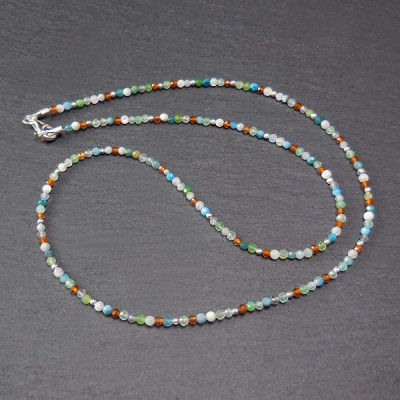Perlenkette bunt mit Silber