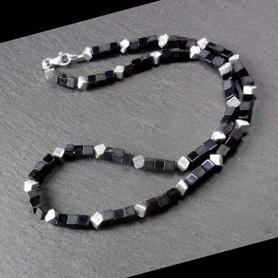Onyx Kette mit Silber