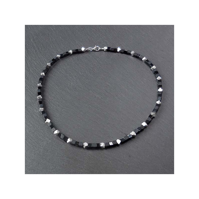Onyx Kette mit Silber