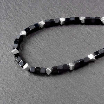 Onyx Kette mit Silber