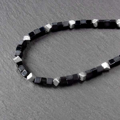 Onyx Kette mit Silber