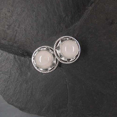 Rosenquarz Ohrstecker Rund
